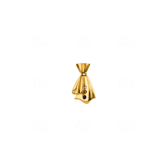 Pendant 750/18 K Yellow Gold with Diamond Sapphire and Ruby - 159206