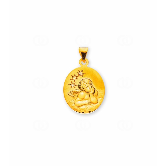 Pendant 750/18 K Yellow Gold Guardian Angel with Diamond - AME1029