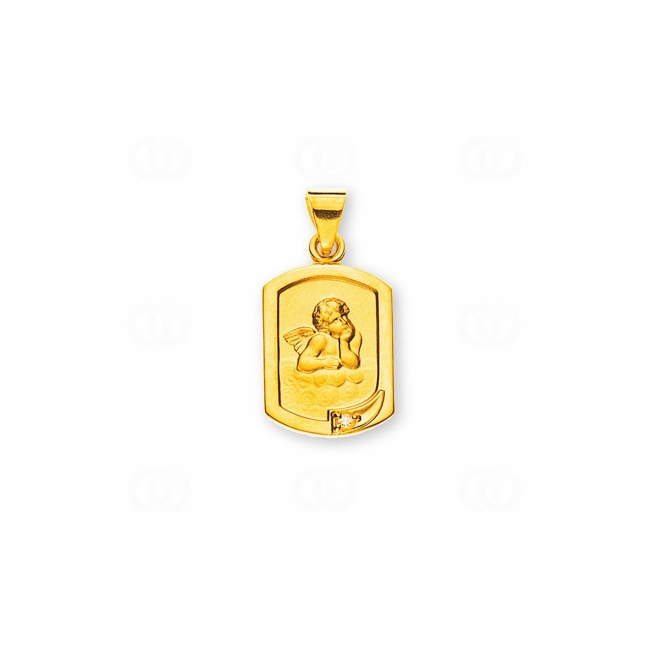 Pendentif or jaune 750/18 ct Ange gardien avec diamant - AME1030