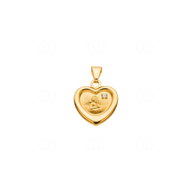 Pendant 750/18 K Yellow Gold Guardian Angel with Diamond - AME1031