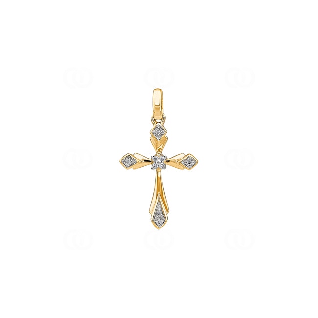 Pendant 750/18 K Yellow Gold with Diamonds 0.03 ct H/si, Cross - AN-56684-GG