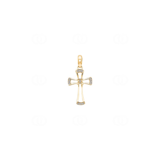 Anhänger 750/18 K Gelbgold Kreuz mit Diamanten 0.040 ct H/si - AN-56695-GG