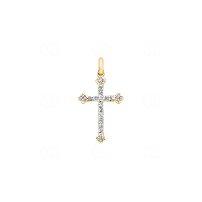 Pendant 750/18 K Yellow Gold Cross with Diamonds 0.054 ct H/si - AN-56687-GG