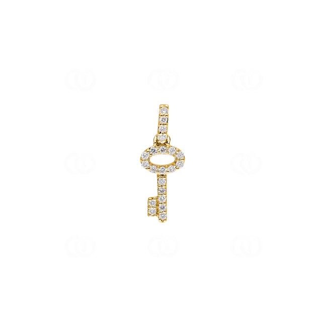 Pendant 750/18 K Yellow Gold Key with Diamonds 0.09 ct H/si - AN-50114-GG