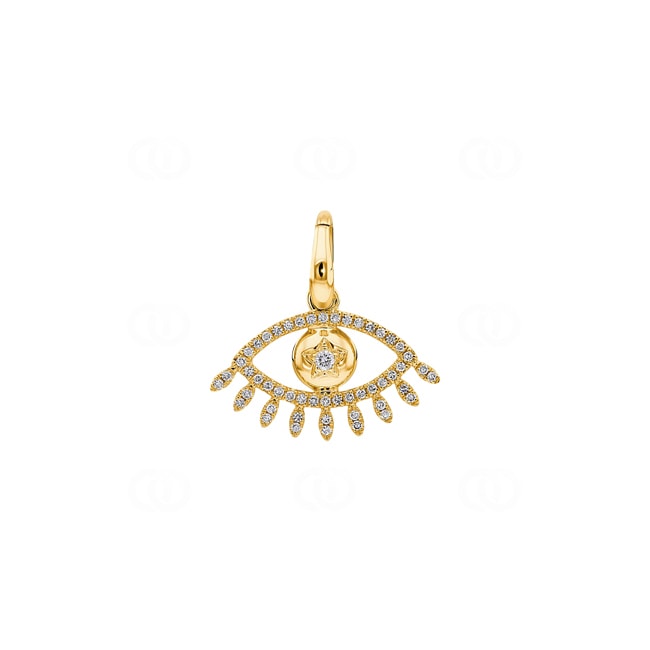 Anhänger 750/18 K Gelbgold Evil Eye mit Diamanten 0.13 ct H/si - AN-49757-GG