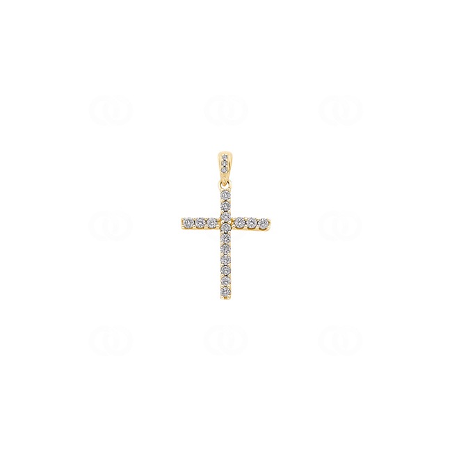 Anhänger 750/18 K Gelbgold mit Diamanten 0.19 ct H/si, Kreuz - AN-69457-GG