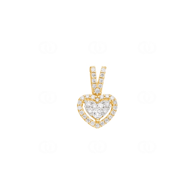 Pendant 750/18 K Yellow Gold with Diamonds 0.21 ct H/si, Heart - AN-54883-GG