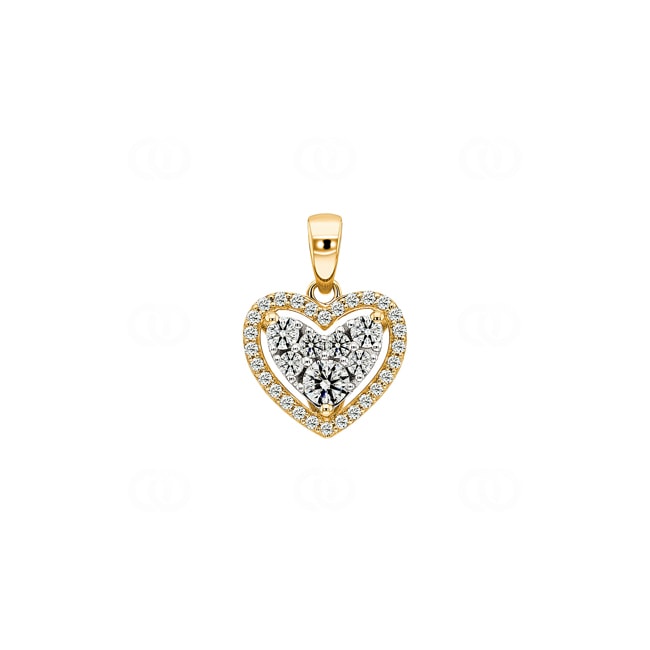 Pendentif or jaune 750/18 ct avec diamants 0.51 ct H/si, Cœur - AN-69503-GG