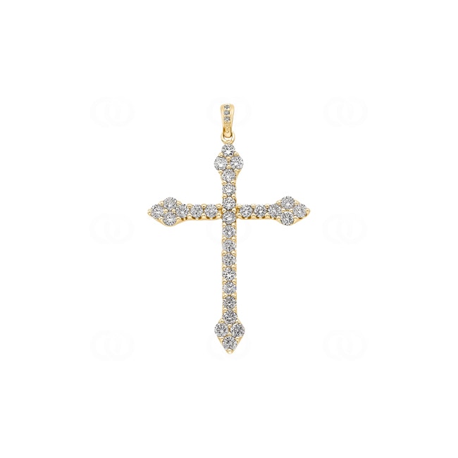 Pendant 750/18 K Yellow Gold Cross with Diamonds 1.00 ct H/si - AN-69258-GG