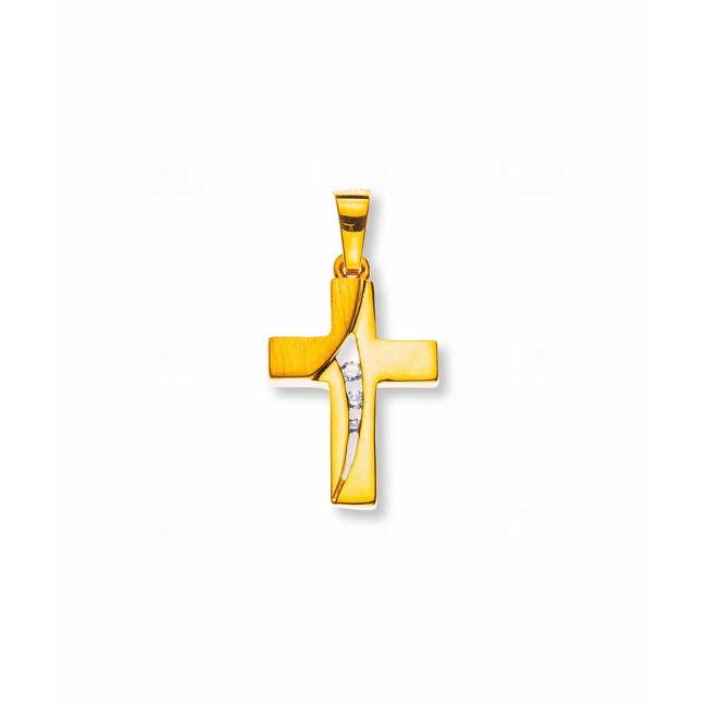 Pendentif or jaune 750/18 ct Croix avec diamants - AKR1023