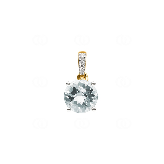 Pendentif or jaune 750/18 ct avec améthyste verte ronde et diamants 0.01 ct H/si - AN-48524-PRA-GG