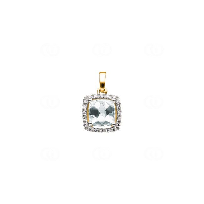 Pendant 750/18 K Yellow Gold with green Amethyst and Diamonds 0.06 ct H/si - AN-47243-PRA-GG