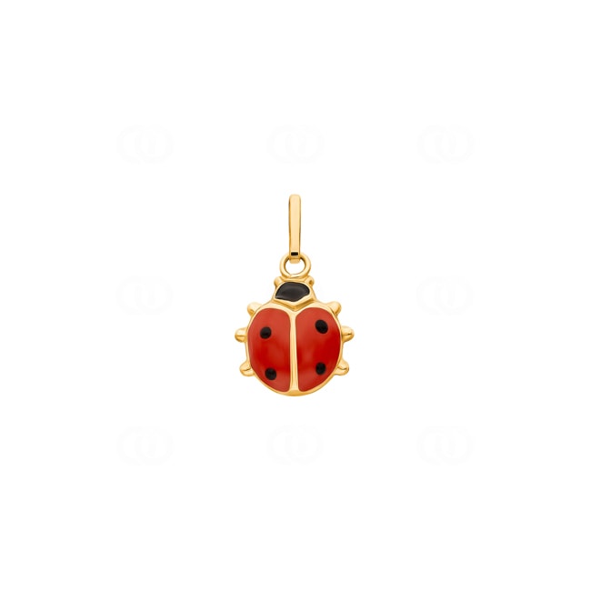 Pendentif or jaune 750/18 ct avec laque 10mm, Coccinelle - 2737
