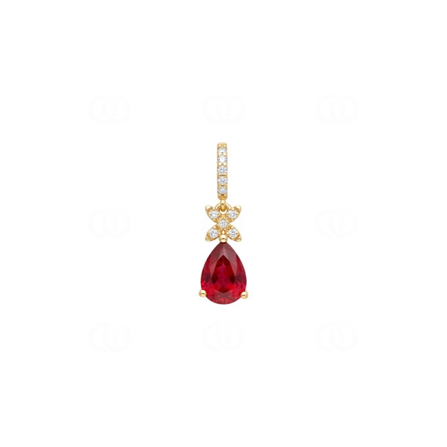 Anhänger 750/18 K Gelbgold mit Rubin & Diamanten 0.04 ct - AN-73767-RUB-GG