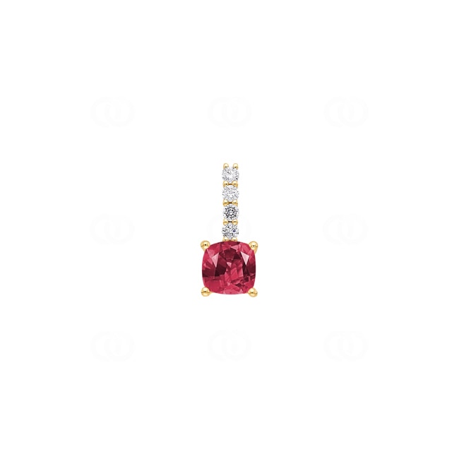 Pendentif or jaune 750/18 ct avec rubis & diamants 0.09 ct H/si - AN-73396-RUB-GG