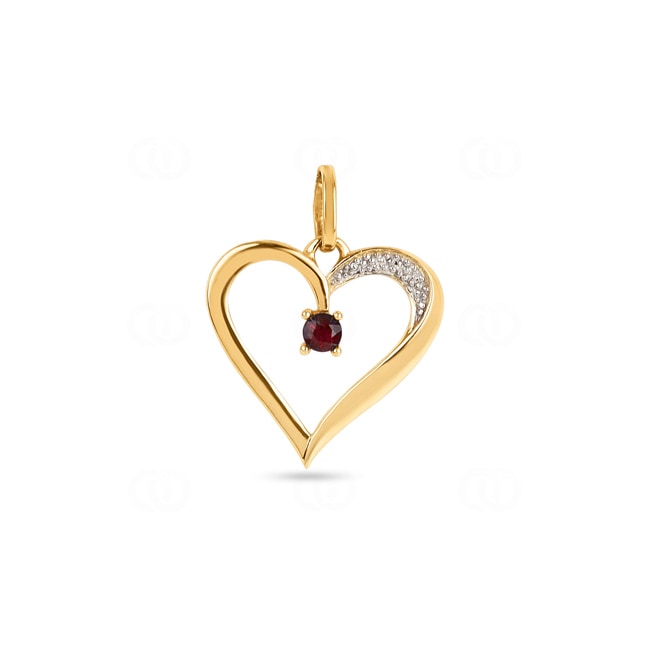 Pendentif or jaune 750/18 ct Cœur avec rubis - P94R
