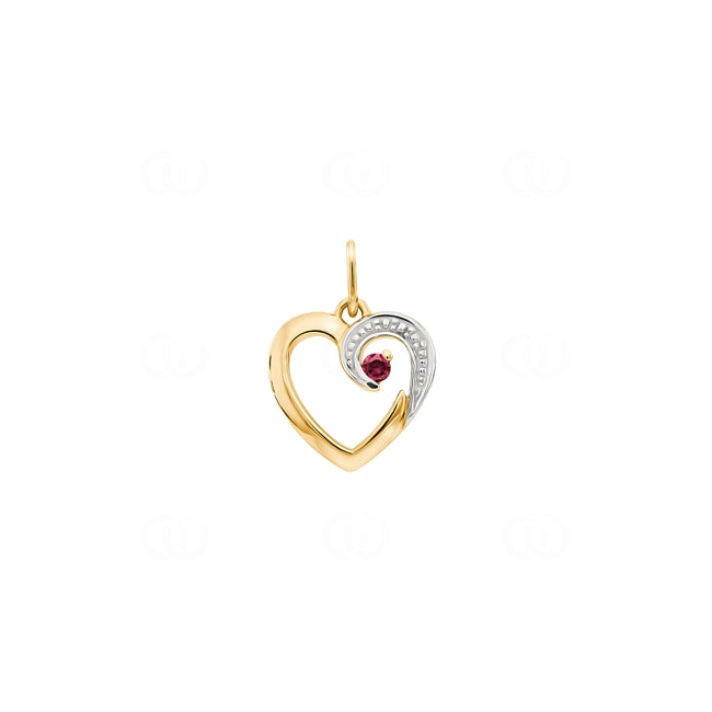 Pendant 750/18 K Yellow Gold Heart with Ruby - P95R