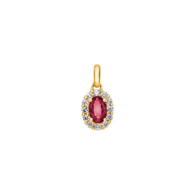 18986 | Pendant 750/18 K Yellow Gold with Ruby and Diamonds