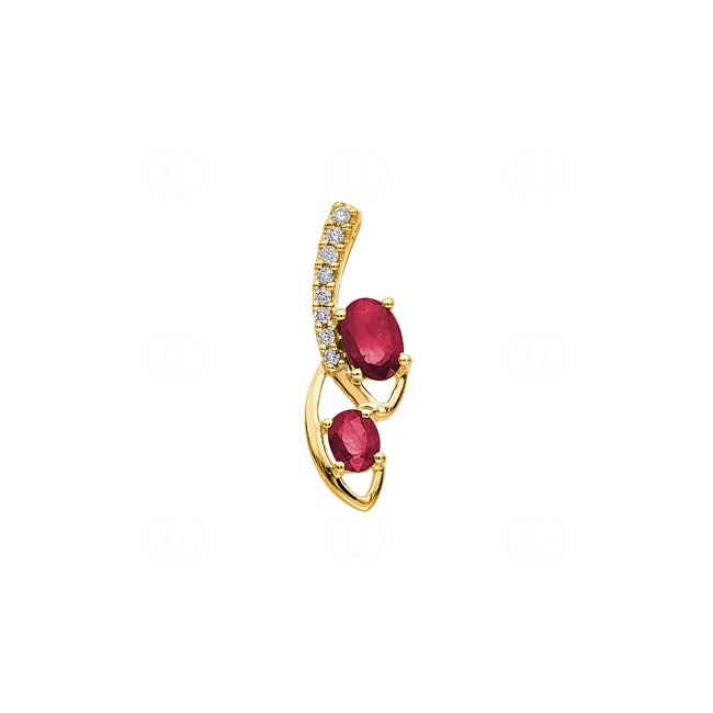 Ruby Pendant 750/18 K Yellow Gold with Diamonds 0.06 ct H/si - AN-38103-RUB-GG