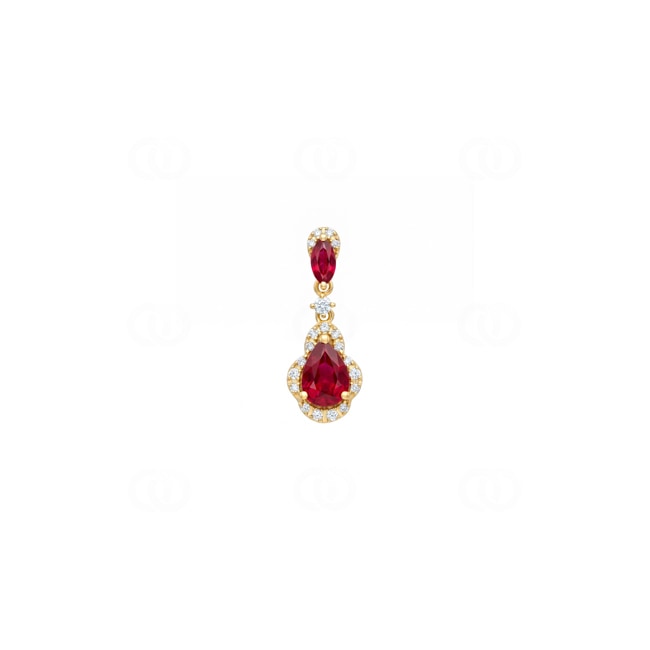 Anhänger 750/18 K Gelbgold mit Rubinen & Diamanten 0.12 ct - AN-73759-RUB-GG