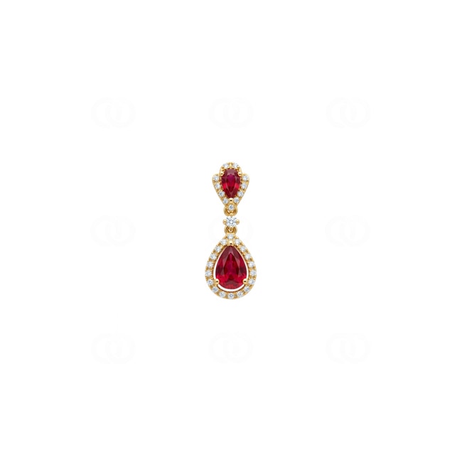 Anhänger 750/18 K Gelbgold mit Rubinen & Diamanten 0.16 ct - AN-73761-RUB-GG