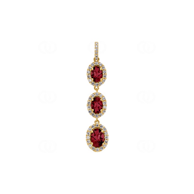 Pendentif or jaune 750/18 ct avec rubis & diamants 0.45 ct H/si - AN-60857-RUB-GG