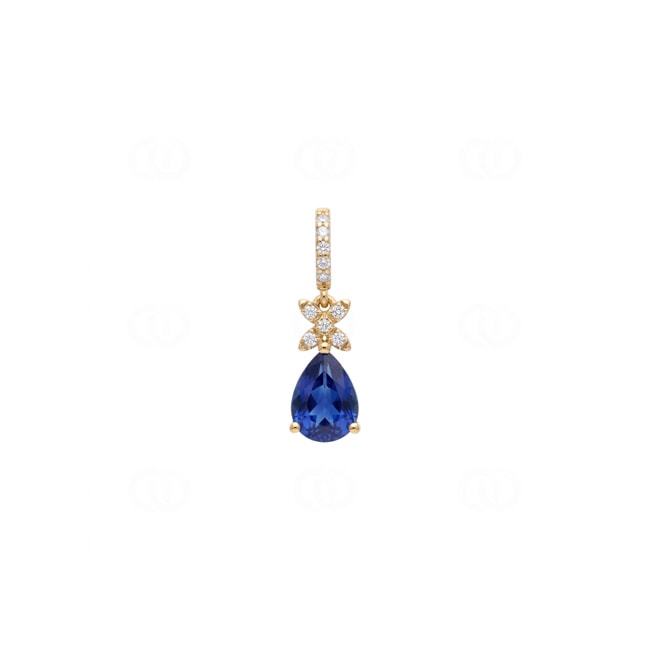 Pendentif or jaune 750/18 ct avec saphir & diamants 0.04 ct - AN-73767-SAF-GG