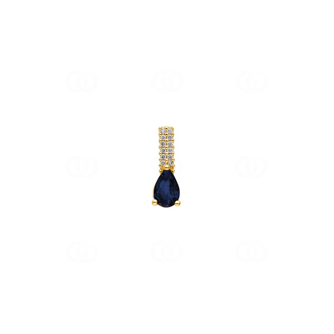 Pendentif or jaune 750/18 ct avec saphir & diamants 0.05 ct H/si Pendentif or jaune 750/18 ct avec saphir & diamants 0.05 ct H/si - AN-53583-SAF-GG