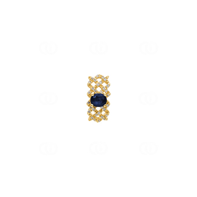 Sapphire Pendant 750/18 K Yellow Gold with Diamonds 0.08 ct H/si - AN-46723-SAF-GG