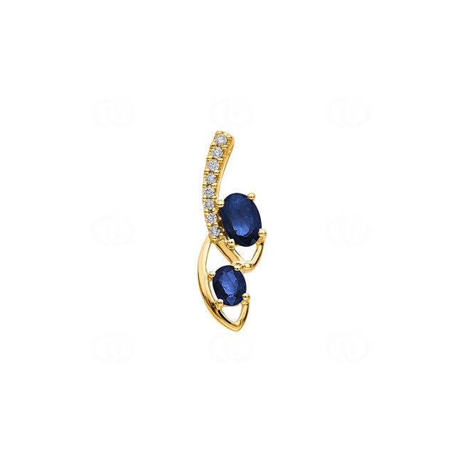 Sapphire Pendant 750/18 K Yellow Gold with Diamonds 0.06 ct H/si - AN-38103-SAF-GG