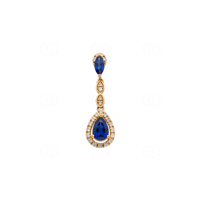 Anhänger 750/18 K Gelbgold mit Saphiren & Diamanten 0.11 ct - AN-73765-SAF-GG
