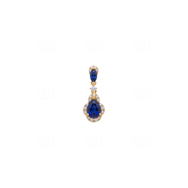 Anhänger 750/18 K Gelbgold mit Saphiren & Diamanten 0.12 ct - AN-73759-SAF-GG