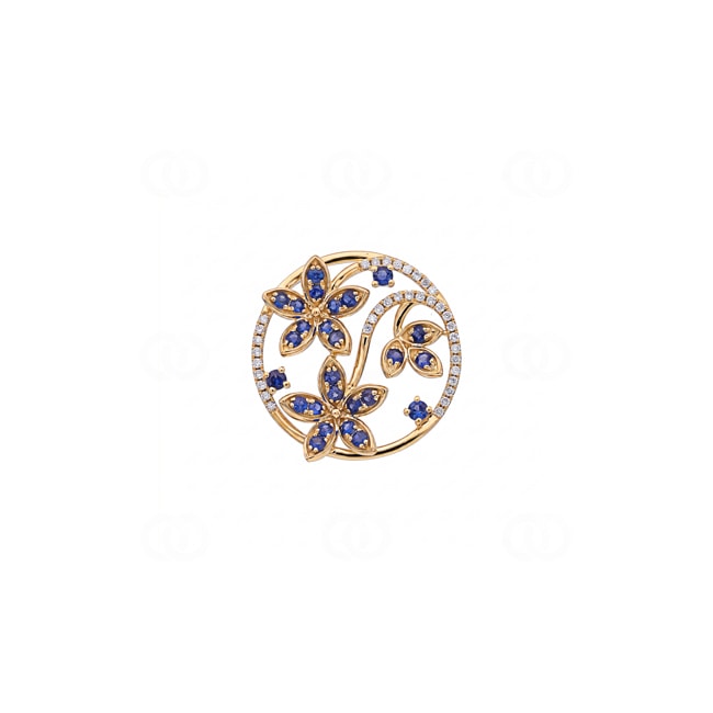 Anhänger 750/18 K Gelbgold mit Saphiren & Diamanten 0.14 ct - AN-73663-SAF-GG