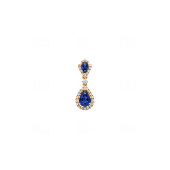 Anhänger 750/18 K Gelbgold mit Saphiren & Diamanten 0.16 ct - AN-73761-SAF-GG