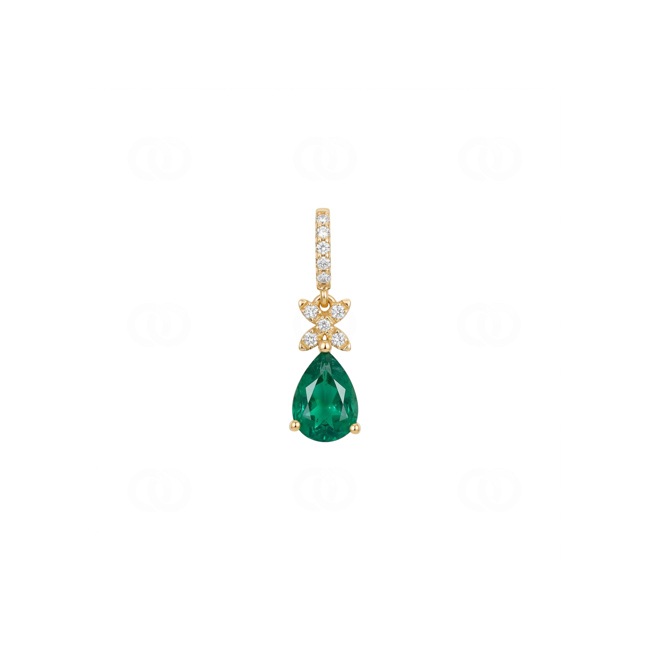 Anhänger 750/18 K Gelbgold mit Smaragd & Diamanten 0.04 ct - AN-73767-SMA-GG