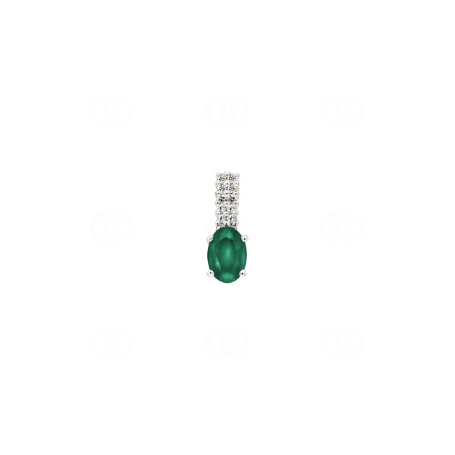 Pendant 750/18 K Yellow Gold with oval Emerald and Diamonds 0.05 ct H/si - AN-52593-SMA-GG