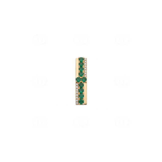 Pendant 750/18 K Yellow Gold with Emeralds & Diamonds 0.06 ct - AN-73755-SMA-GG