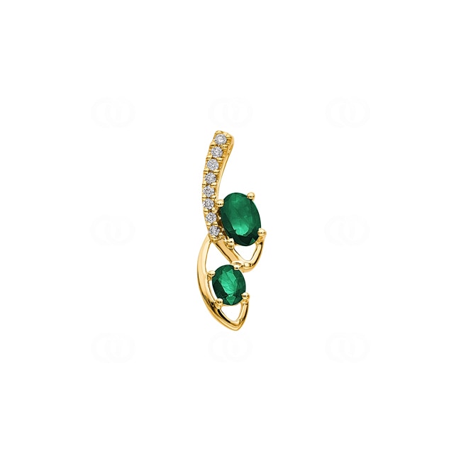 Emerald Pendant 750/18 K Yellow Gold with Diamonds 0.06 ct H/si - AN-38103-SMA-GG