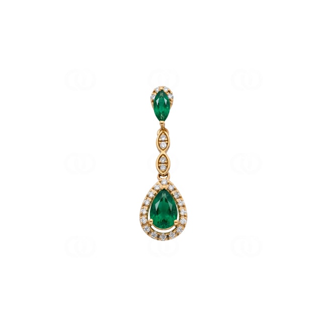Pendentif or jaune 750/18 ct avec émeraudes & diamants 0.11 ct - AN-73765-SMA-GG