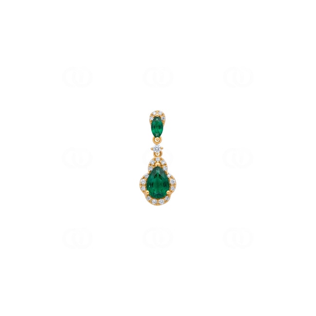 Anhänger 750/18 K Gelbgold mit Smaragden & Diamanten 0.12 ct - AN-73759-SMA-GG
