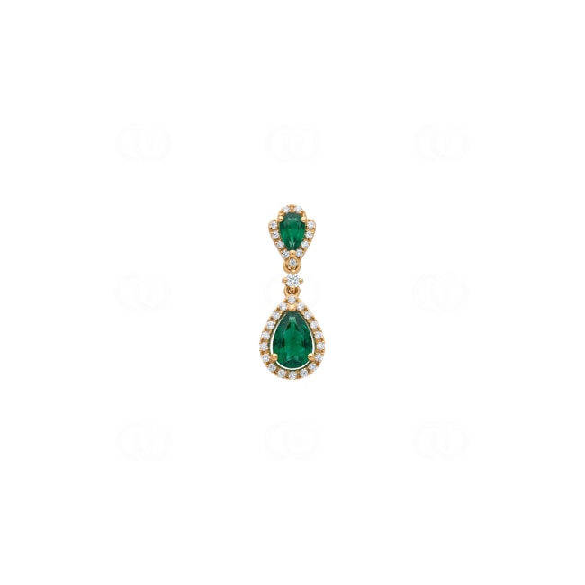 Anhänger 750/18 K Gelbgold mit Smaragden & Diamanten 0.16 ct - AN-73761-SMA-GG