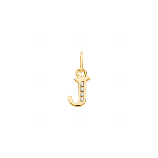 Pendant 750/18 K Yellow Gold with Cubic Zirconia, Letter J Pendant 750/18 K Yellow Gold with Cubic Zirconia, Letter J - 2960.1J