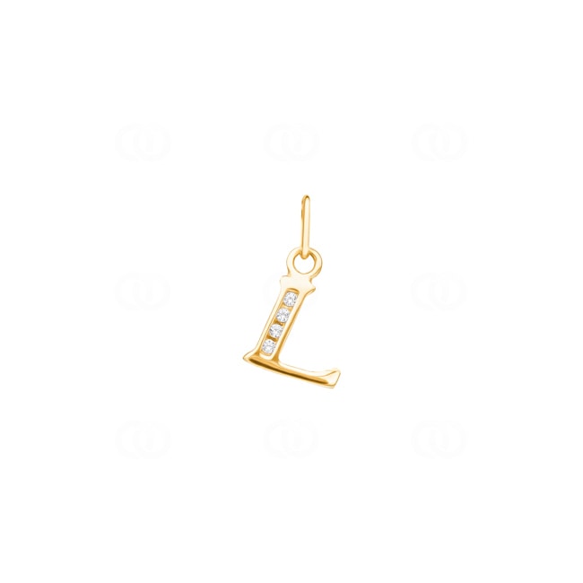 Pendant 750/18 K Yellow Gold Letter L with Cubic Zirconia - 2960.1L