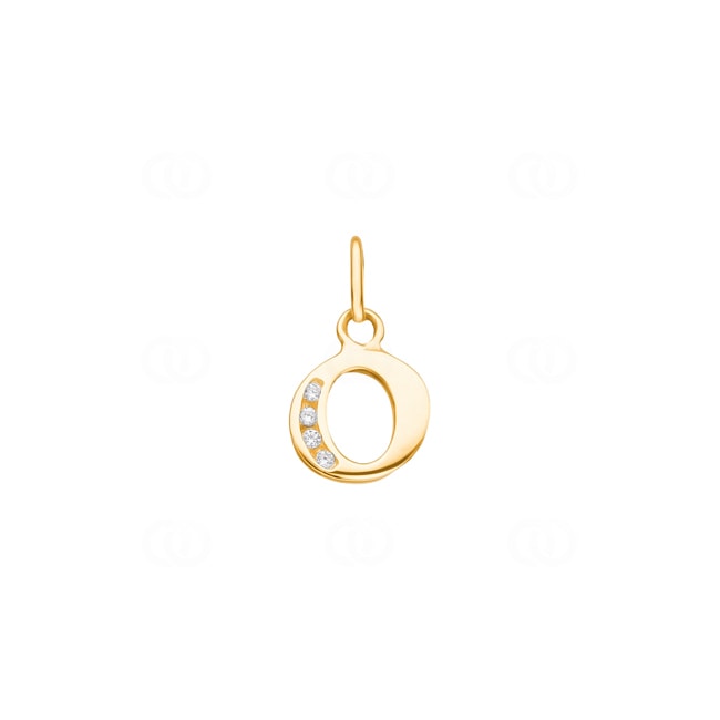 Pendant 750/18 K Yellow Gold with Cubic Zirconia, Letter O - 2960.1O