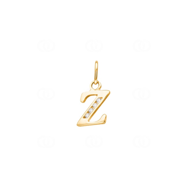 Pendentif or jaune 750/18 ct Lettre Z avec zircones - 2960.1Z
