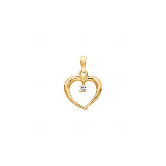 Pendant 750/18 K Yellow Gold with Cubic Zirconia, Heart Pendant 750/18 K Yellow Gold with Cubic Zirconia, Heart - P56Z