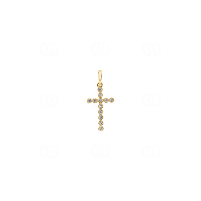 Pendentif or jaune 750/18 ct Croix avec zircones - 8123Z