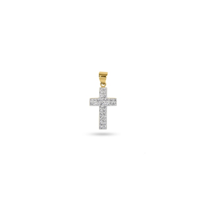 Pendant 750/18 K Yellow Gold Cross with Cubic Zirconia - TUP22-549-2/1-GG