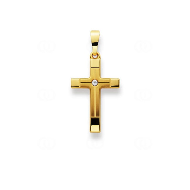 Anhänger 750/18 K Gelbgold mit Zirkonia, Kreuz - 1158.03332/0001