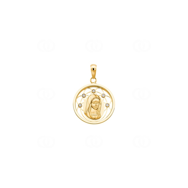 Pendant 750/18 K Yellow Gold with Cubic Zirconia, Madonna - 641163ZIRG